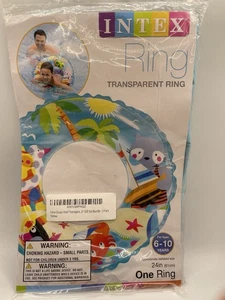 Intex Kids Inflatable Transparent Pool Ring 24 Inch Beach Theme - Picture 1 of 2