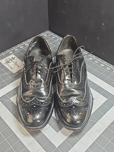O'Sullivan Black Longwing Men's Leather Dress Shoes, Size 11 Genuine USA Made - Picture 1 of 20