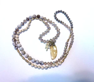 Faceted Stone and Glass Bead Necklace with Charms and Pendant, 2000s - Picture 1 of 3