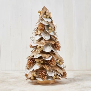 24" Ivory natural Gold Silver Jackfruit leaves Cone tree - Christmas Decoration - Picture 1 of 3