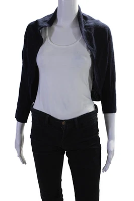 Elie Tahari Womens Knitted Long Sleeved Open Front Collared Cardigan Blue Size S - Image 1 of 4