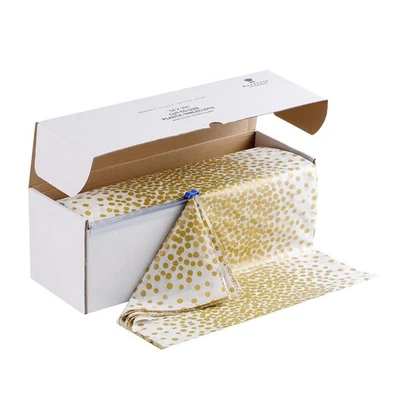 54 Inch X 300 Feet Plastic Table Cloths with Cutter Box, Gold Disposable Tabl... - Image 1 of 4