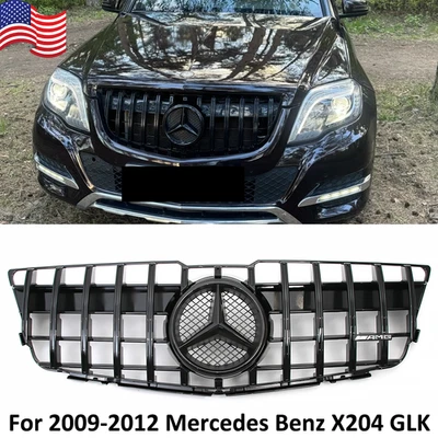 Glossy Black Front Grille w/Emblem For Mercedes Benz X204 GLK-Class 2009-2012 Foto 1 de 4