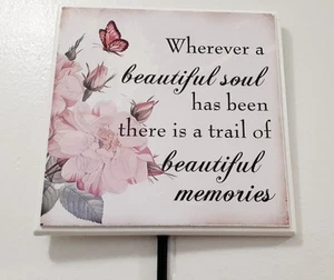 Butterfly Flower Wall Art Plaque Floral Cottage Fairy Whimsy w/ Hook Pastel  - Picture 1 of 4