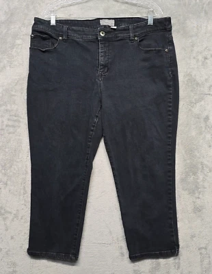 Chicos Jeans Womens Sz 3 Crop Black So Slimming Denim Pant US Large 16 - Image 1 of 4