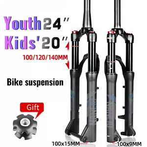 Mountain Bike Suspension Fork 20-24'' 100-140mm Travel Straight Manual Air Fork - Picture 1 of 28