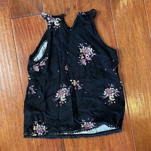 Mudd Girls Size 7-8 Black Floral Halter Style Tank Top EUC - Picture 1 of 4