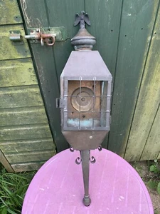 Vintage Brass Wall Mounted Lantern With Eagle On Top  - Picture 1 of 17