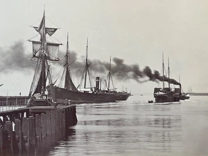 LEITH PIER, Steam Ships c1870, Albumen Photograph, George Washington Wilson - Picture 1 of 14