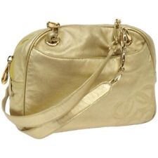 LOEWE Chain Shoulder Bag Leather Gold Tone Auth 67443