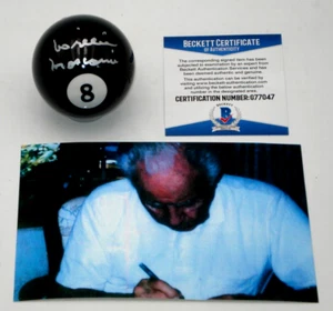 WILLIE MOSCONI SIGNED BECKETT CERTIFIED AUTOGRAPHED #8 BILLIARD POOL BALL AUTO - Picture 1 of 4