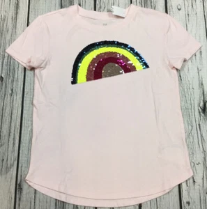 Gap Kids Girls Medium 8-9 Pink Watermelon & Rainbow Flip Sequins Shirt. Nwt - Picture 1 of 5