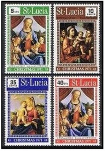 St Lucia 304-307, MNH. Mi 296-299. Christmas 1971. Virgin and Child. Verrocchio, - Picture 1 of 1