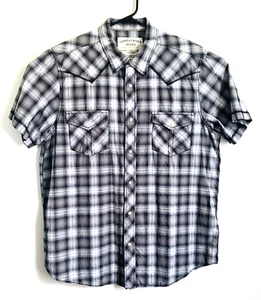 NWOT Canyon River Men XL Western RodeoShort  S/S Pearl Snap Shirt Black White - Picture 1 of 13