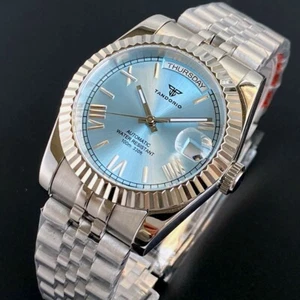 Tandorio New ice Blue Day-Date Sapphire 20ATM Withe NH36A Automatic Men Watches - Picture 1 of 22
