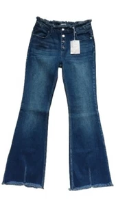 NWT$73 kancan Raw Hem Blue Flare jeans Women Size: 11/29 - Picture 1 of 9