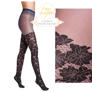 DAKOTA TIGHTS by Wolford S Jean Black Blau Strumpfhose florales Blumen Design - Bild 1 von 2