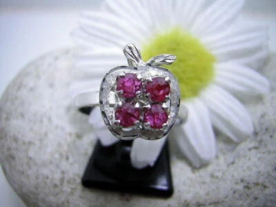 RUBIN APFEL STYLE DESIGN RING IN 925 STERLING SILBER TRAUMHAFT VERS.GRÖßEN X1678 - Bild 1 von 2