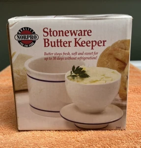 Norpro Stoneware Butter Keeper White Ceramic Dish 4x3.75" #284 NEW IN BOX - Picture 1 of 3