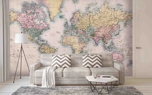 3D Pink World Map 814 Wallpaper Mural Paper Wall Print Indoor Murals CA Summer - Picture 1 of 5