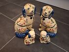 Staffordshire Pottery Siltone Mantel Dogs Repro Vintage Hand Painted Signed X4