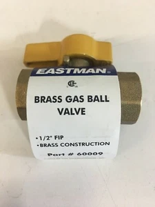 Válvula de bola de gas recta de latón Eastman 60009 1/2" FIP x FIP extremos roscados 12 piezas - Imagen 1 de 2