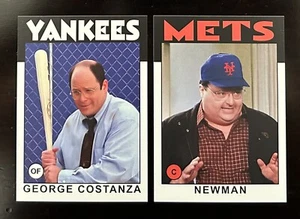 (2) GEORGE COSTANZA & NEWMAN - Seinfeld Custom Baseball ACEO Cards 1986 New York - Picture 1 of 5