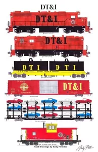 Poster Detroit Toledo & Ironton Manifest Train 11""x17"" firmato da Andy Fletcher - Foto 1 di 1