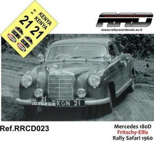 DECAL/CALCA 1/43; Mercedes 180D; Fritschy-Ellis ; Rally Safari 1960 - Imagen 1 de 2