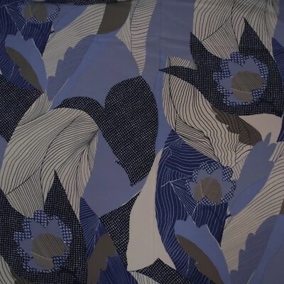 Max Mara mulberry crepe silk fabric Abstract Blue  Price is for 1m. Defect - Image 1 of 4