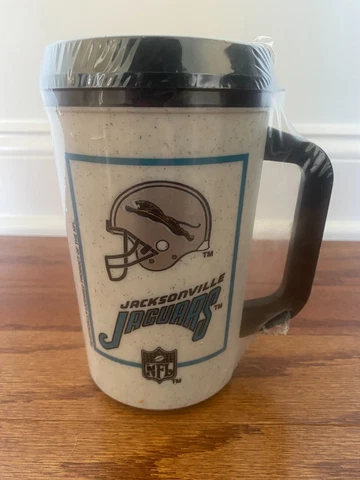 Vintage {7-11} "JACKSONVILLE JAGUARS" {NFL} Insulated Travel Mug, NEW! RARE! Cover