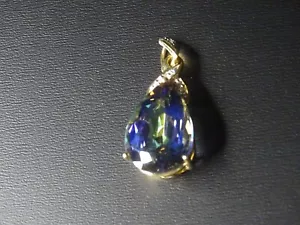 Pre-Owned 14K Yellow Gold 0.7 ctw Diamond & Blue Sapphire Openwork Acc Pendant - Picture 1 of 10