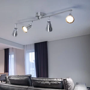 Plafoniera Binario Faretti Spot Cromo LED Lampadario Camera Letto Orientabile - Foto 1 di 12