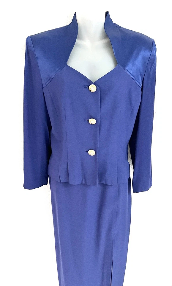 VINTAGE GANTOS SEPARATES*ROYAL BLUE 2 PIECE* JACKET Sz 10/PENCIL SKIRT Sz 6~EUC! - Imagem 1 de 4