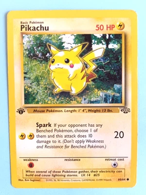 POKEMON JUNGLE PIKACHU #60/64 COMMON NON-HOLO 1ST EDITION MEDIUM PLAY L BEND - Image 1 of 2
