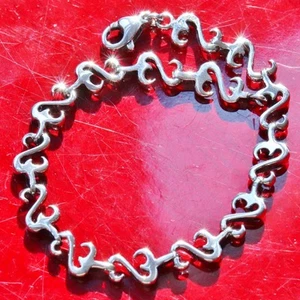 Jane Seymour 925 sterling silver bracelet 7.5" open hearts vintage 13.2gr jwbr - Picture 1 of 12