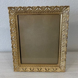 Vintage verzierter goldfarbener Metall verzierter filigraner Tischplatten-Bilderrahmen viktorianisch - Bild 1 von 5