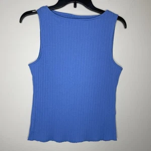 MADEWELL Ribbed Tank Women Small Sleeveless NEW Boatneck Top Blue NR232 - Picture 1 of 13