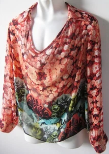 NWT Skye's The Limit Women's Blouse L Floral Lace Trim Long sleeves Canada made - Picture 1 of 4