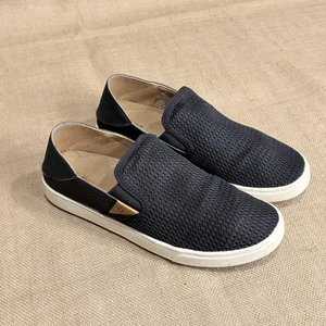 Scarpe OluKai Pehuea donna taglia 8,5 mocassini neri slip on rete comodi - Foto 1 di 12