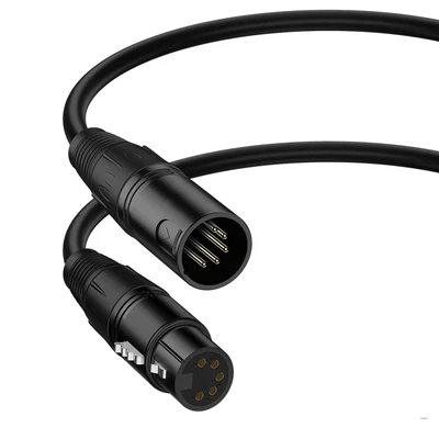 5 Pin DMX Lead XLR Male to Female Pro Quality 120Ω True DMX 0.5m to 10m Options - Image 1 of 2