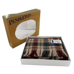 Pendleton Throw Blanket New Old Stock Virgin Wool Woven Fringe 68x52” USA - Picture 1 of 10