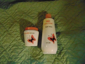 LOT Vintage Cara Nome Hand Cream and Hand Lotion White Glass Jar and Bottle - Picture 1 of 4
