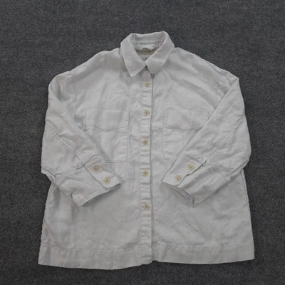 Camisa Banana Republic Mujer Extra Grande Blanco Lino Gran Tamaño Cazadora Preppy Foto 1 de 4