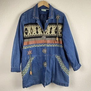 Camisa vaquera XL vintage para mujer forrada de gran tamaño Western Navajo Chore Barn - Imagen 1 de 8