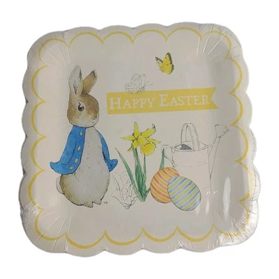 NEW Meri Meri Beatrix Potter Peter Rabbit Square Paper Plates 16 CT. 9" Easter  - Image 1 of 4