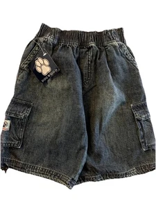 Vtg NEW 90s Dogwood Dungrees Rip stop Cargo Denim Shorts  Boys 4 W 20/24 Baggy - Picture 1 of 4