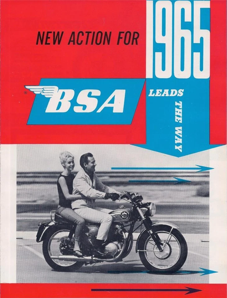 BSA 1965 línea modelo completo folleto catálogo de 4 páginas Lightning, Hornet, Cyclone, C15 Foto 1 de 1