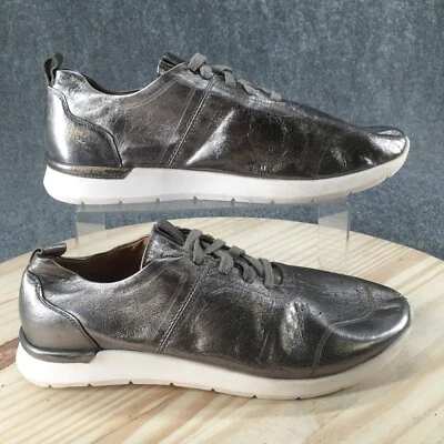 Zapatos SoftWalk para mujer 12 M Stella informales de caña baja zapatillas de cuero plateado con cordones Foto 1 de 4