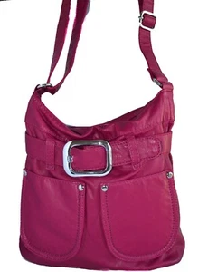 Women's Cross Body Bag Women's Small Shoulder Purse Belted Buckle Bag Pink - Picture 1 of 8